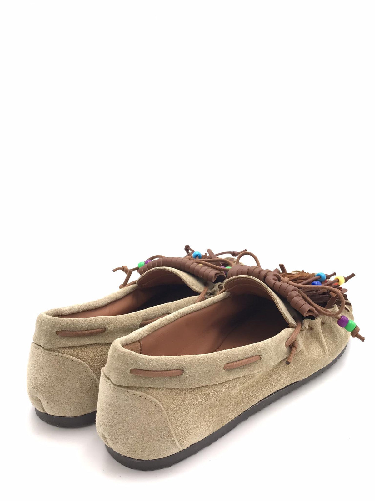 Mocassino in crosta beige con frange e nappine 5322 BEIGE OFFICINA 
