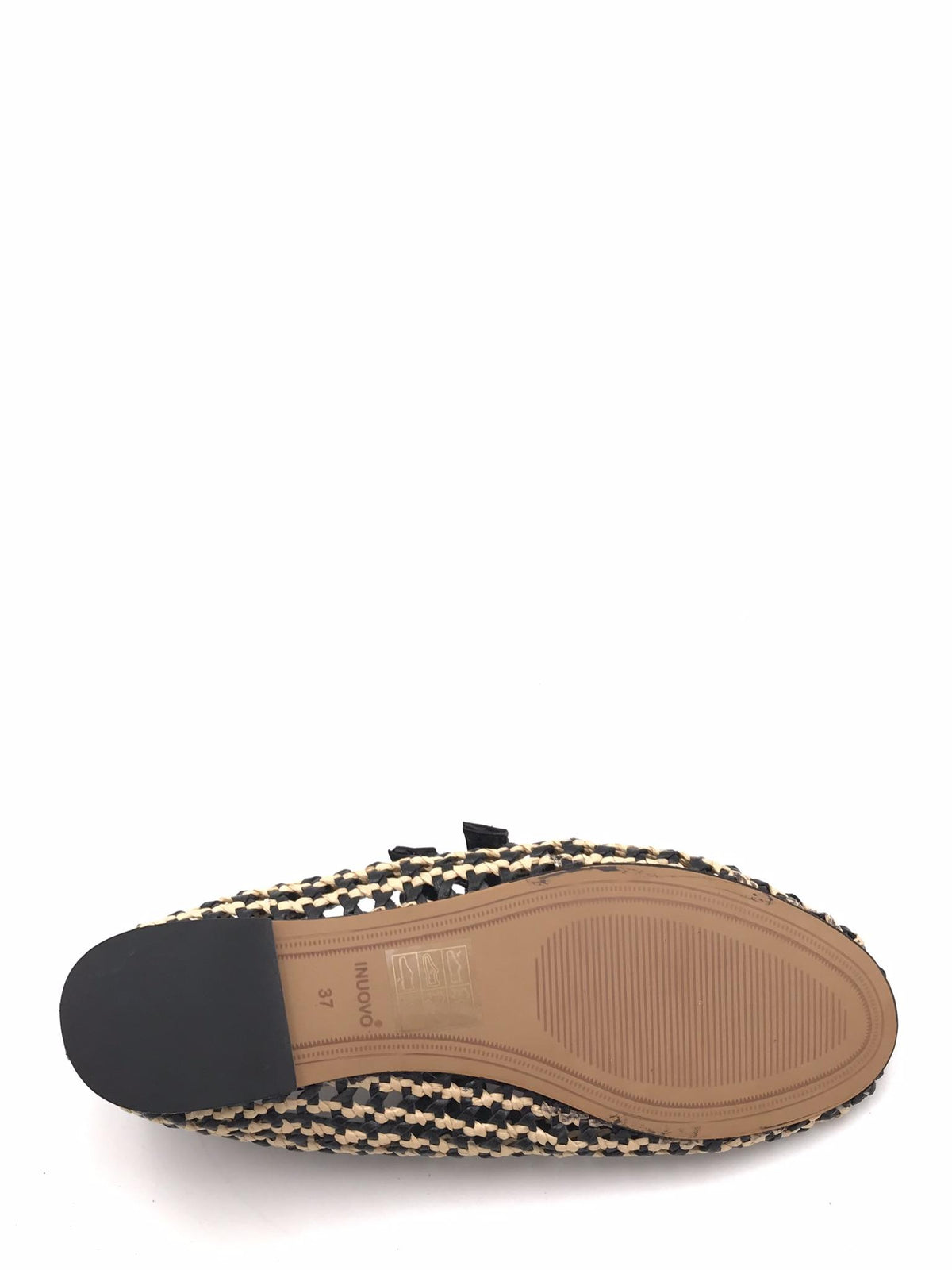 Ballerina intreccita e forata nera e crema D47003 CREMA/NERO INUOVO 