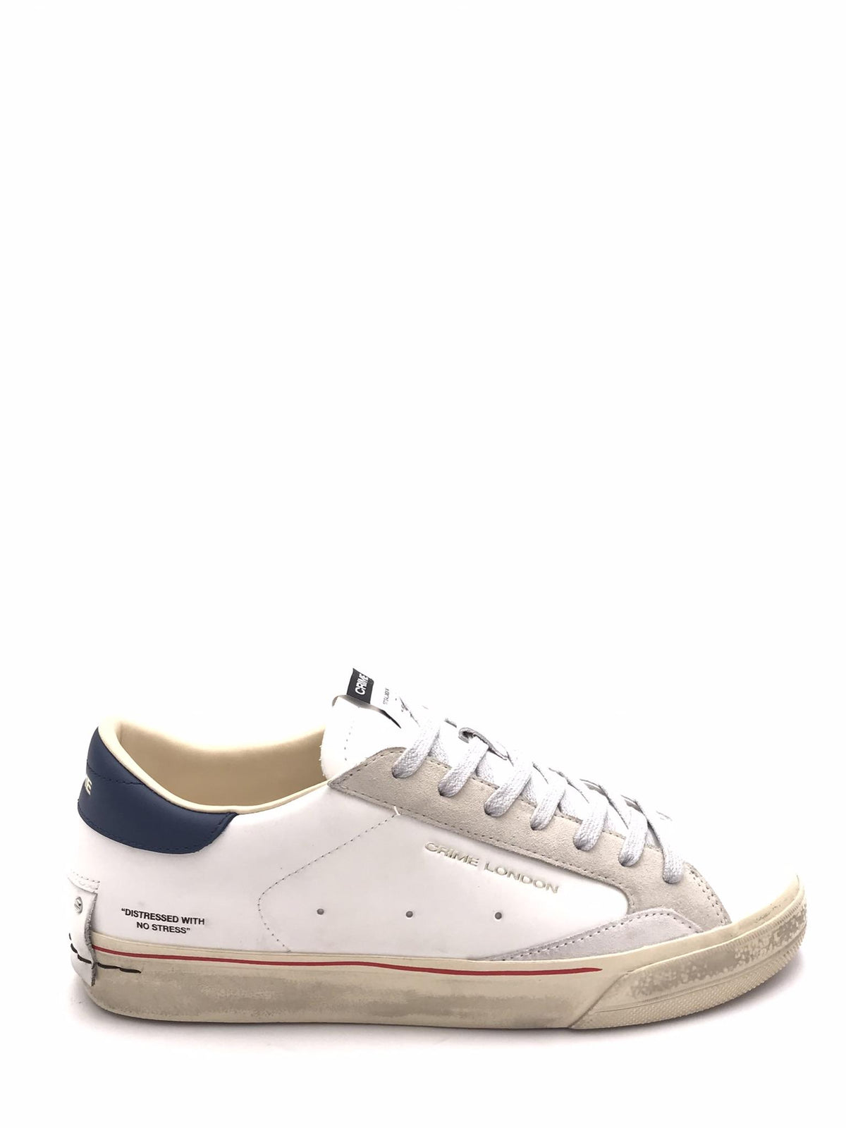 Sneakers Distrassed bianca-blu 19055 BIANCO/BLU CRIME LONDON 