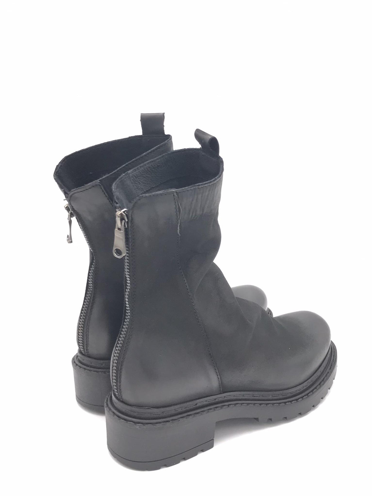 Tronchetto arricciato in pelle nera MA05 NERO METISSE 