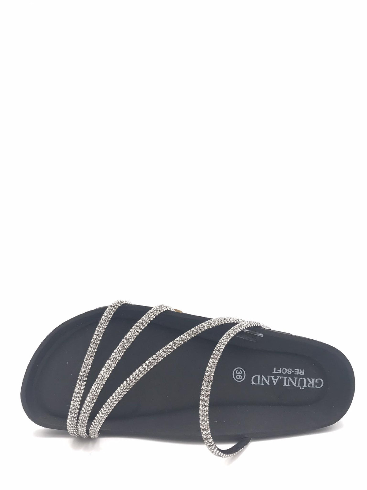 Ciabatta Sara con fascette in strass nero CB 0836 NERO-NERO GRUNLAND 