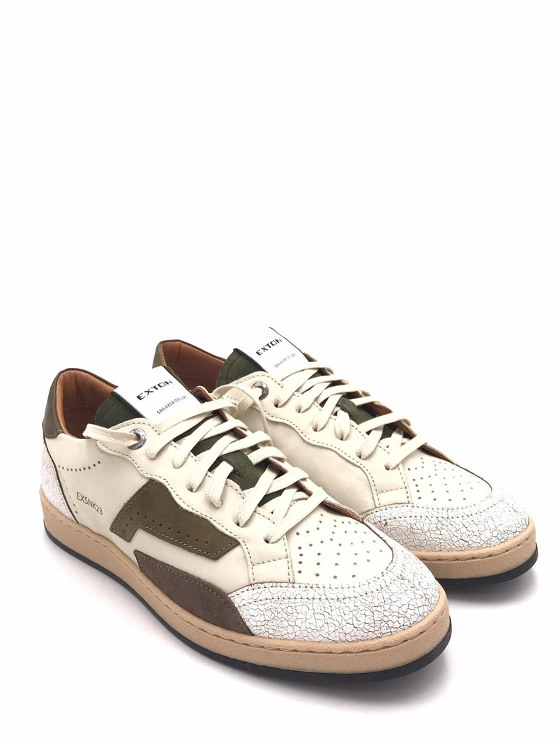 Sneakers in pelle craccata bianca e beige 570 VARIANTE 5BIANCA EXTON 