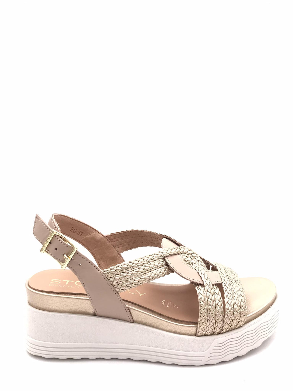 Sandalo con zeppa  intrecciato taupe-oro 220895 TAUPE STONEFLY 