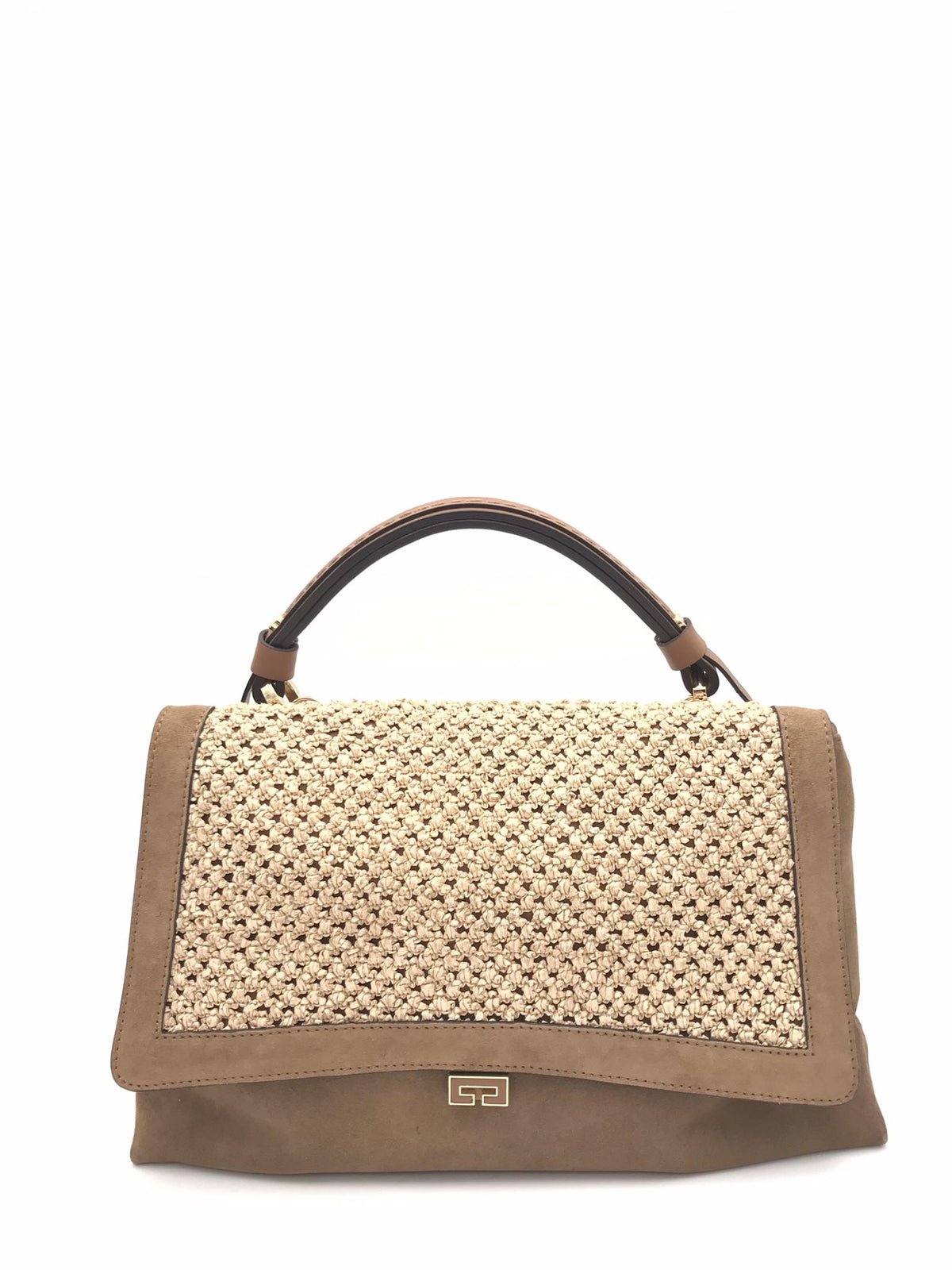 Borsa Kendall media in raffia naturale e camoscio marrone 2735PT MARRONE LORISTELLA 
