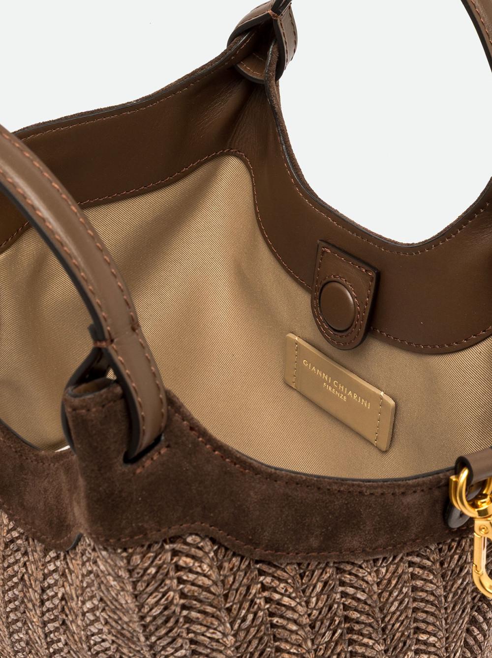 Borsa dua media raffia cioccolato BS12339 CIOCCOLATO GIANNI CHIARINI 