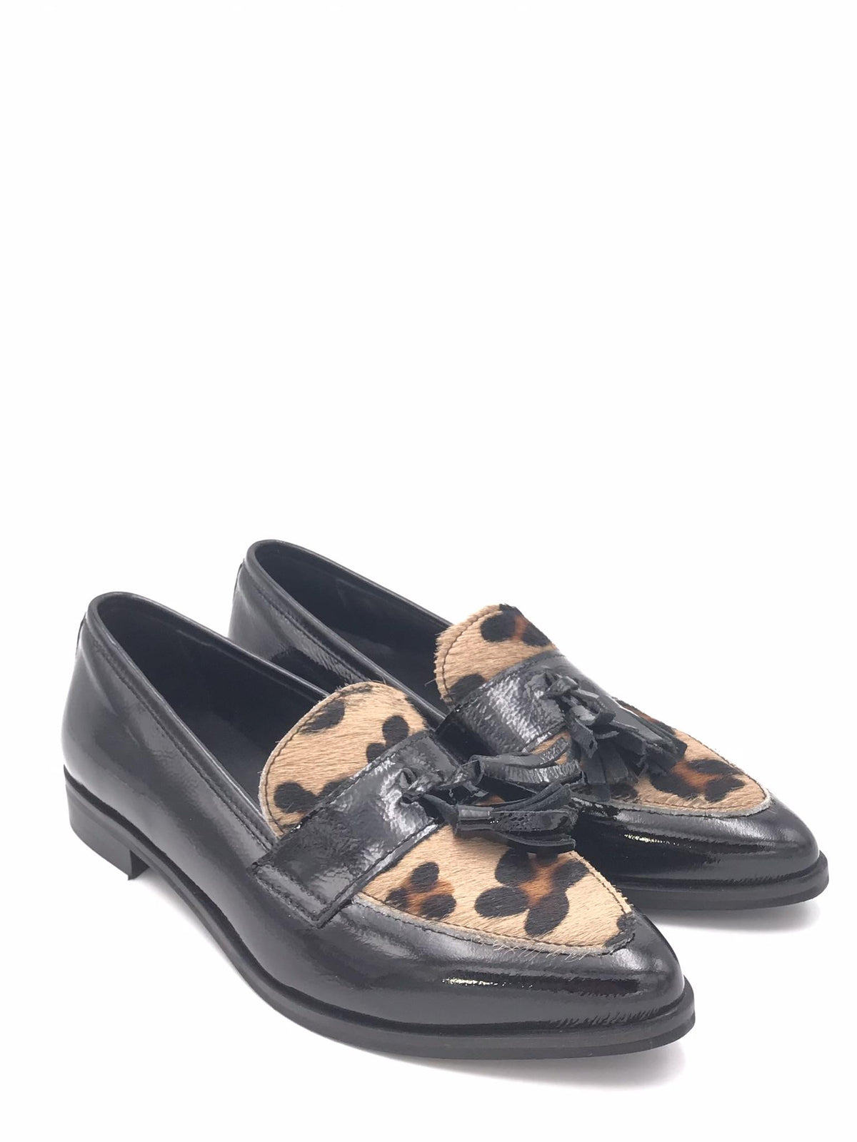Mocassino in naplak nero e cavallino animalier 40001 NERO MAD MIND 