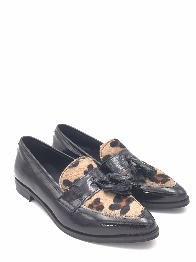 Mocassino in naplak nero e cavallino animalier 40001 NERO MAD MIND 