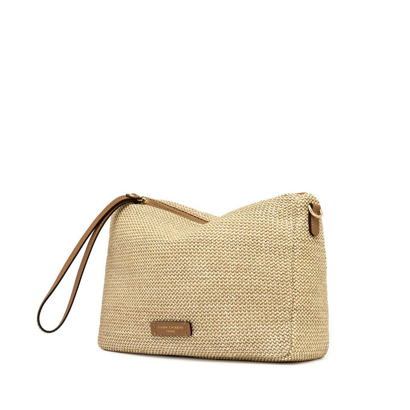 Borsa Nora pouch in raffia naturale-cuoio BS10225 TWIST-LSNATURALE/CUOIO GIANNI CHIARINI 
