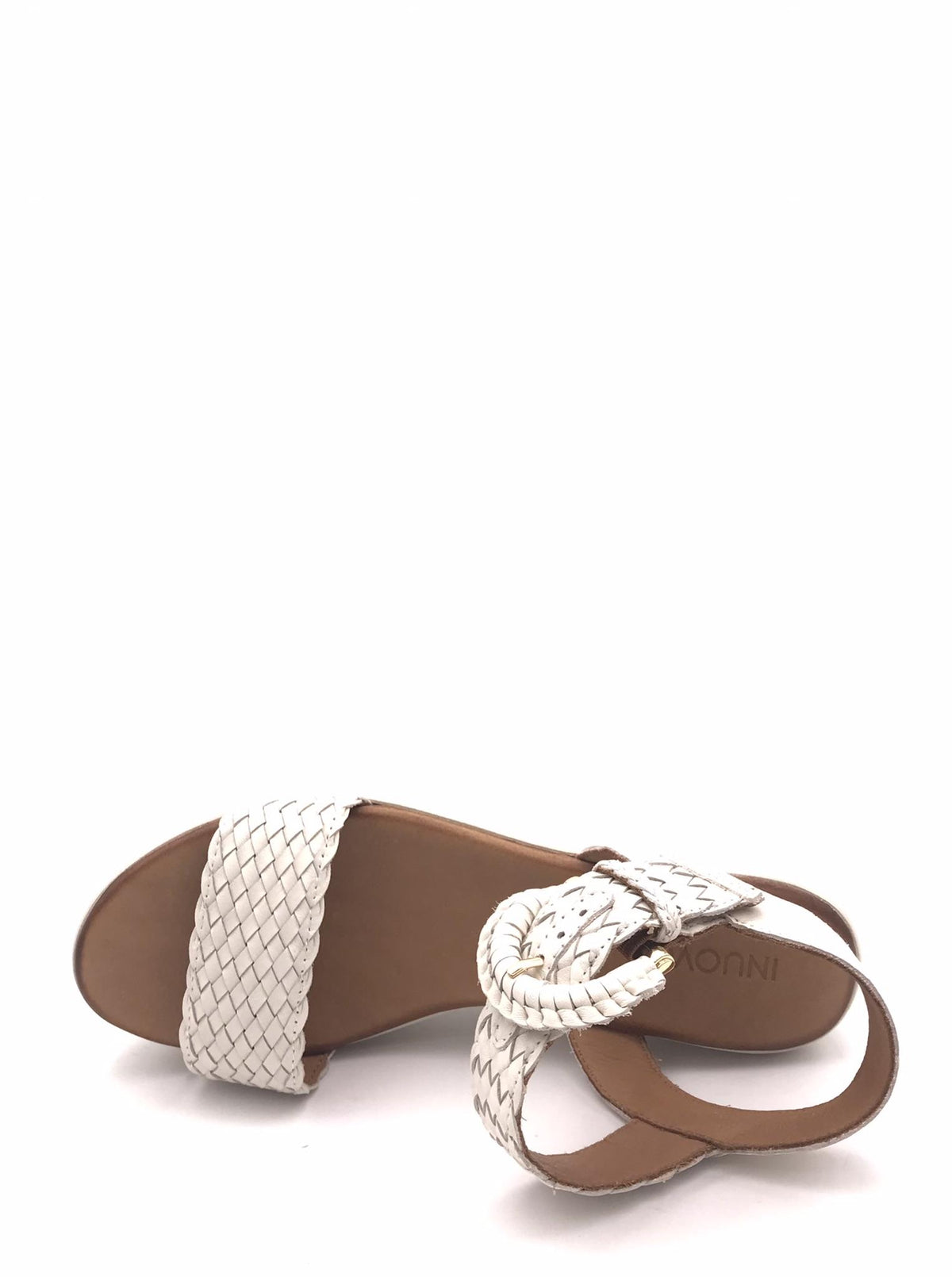 Sandalo in pelle intrecciata crema 123035 CREMA INUOVO 