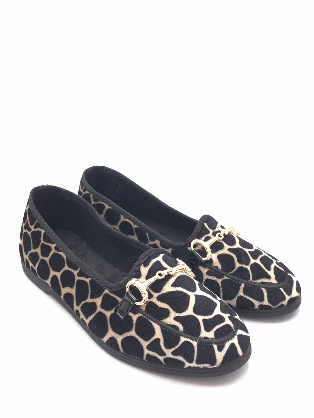 Pantofola Pika in panno con stampa giraffa nero-multi PA1281 NERO-MULTI GRUNLAND 