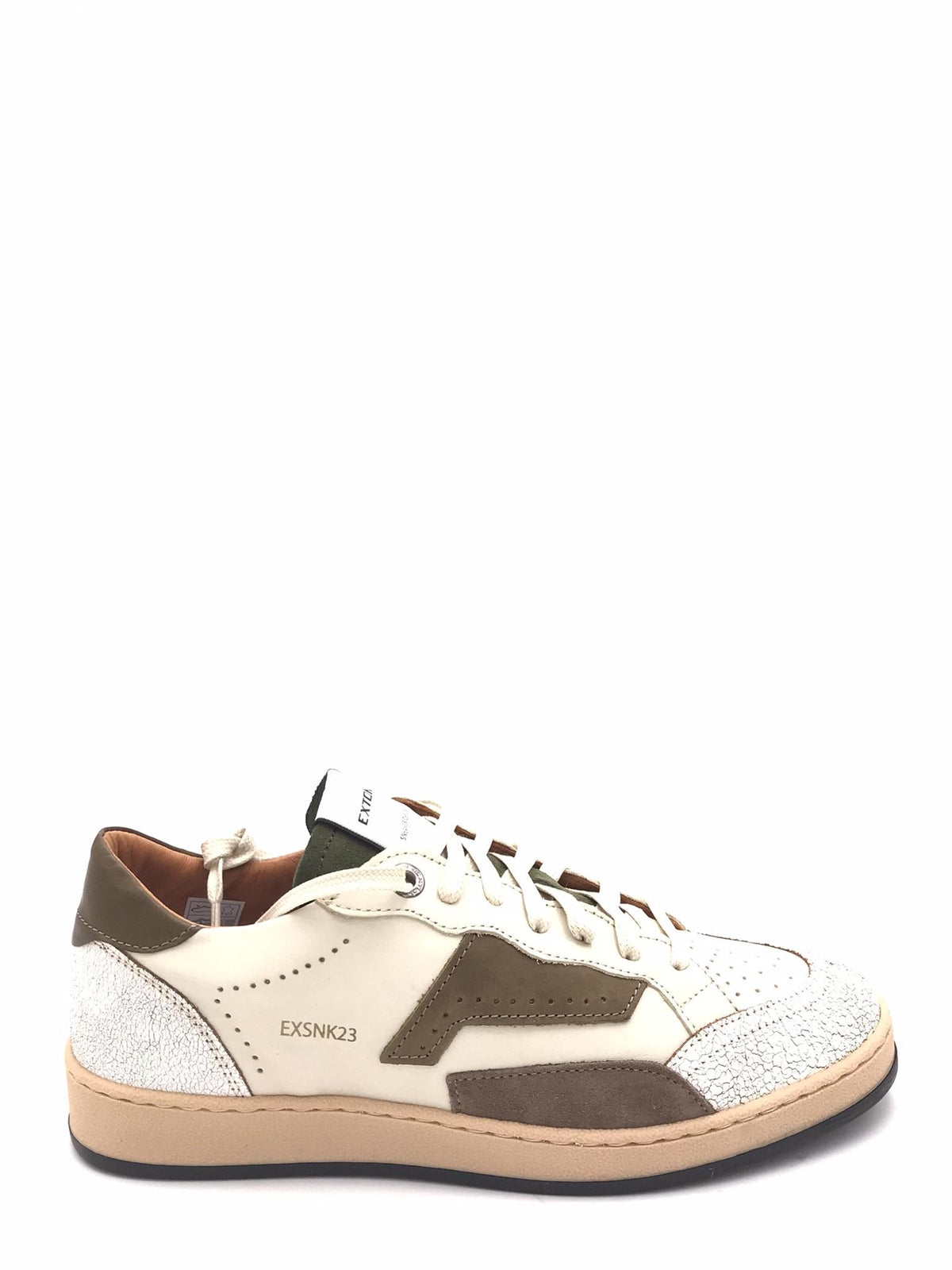 Sneakers in pelle craccata bianca e beige 570 VARIANTE 5BIANCA EXTON 