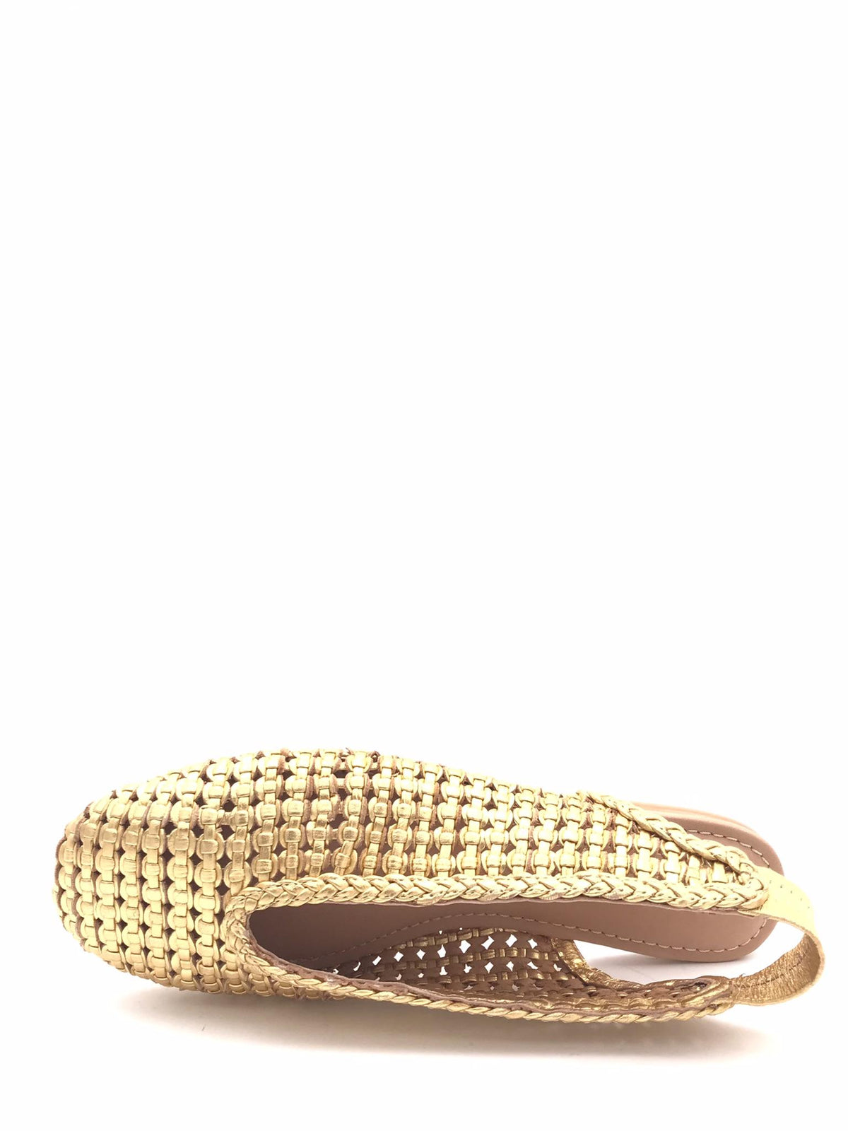 Slingback in pelle intrecciata H26110 ORO INUOVO 