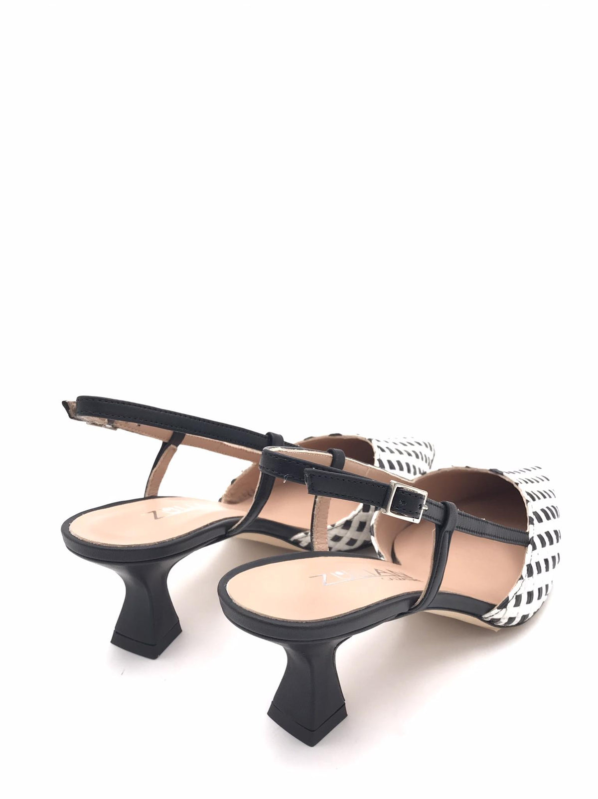 Slingback Rita in raffia nero-bianco 1520/ZP NERO/BIANCO ZULIAN 