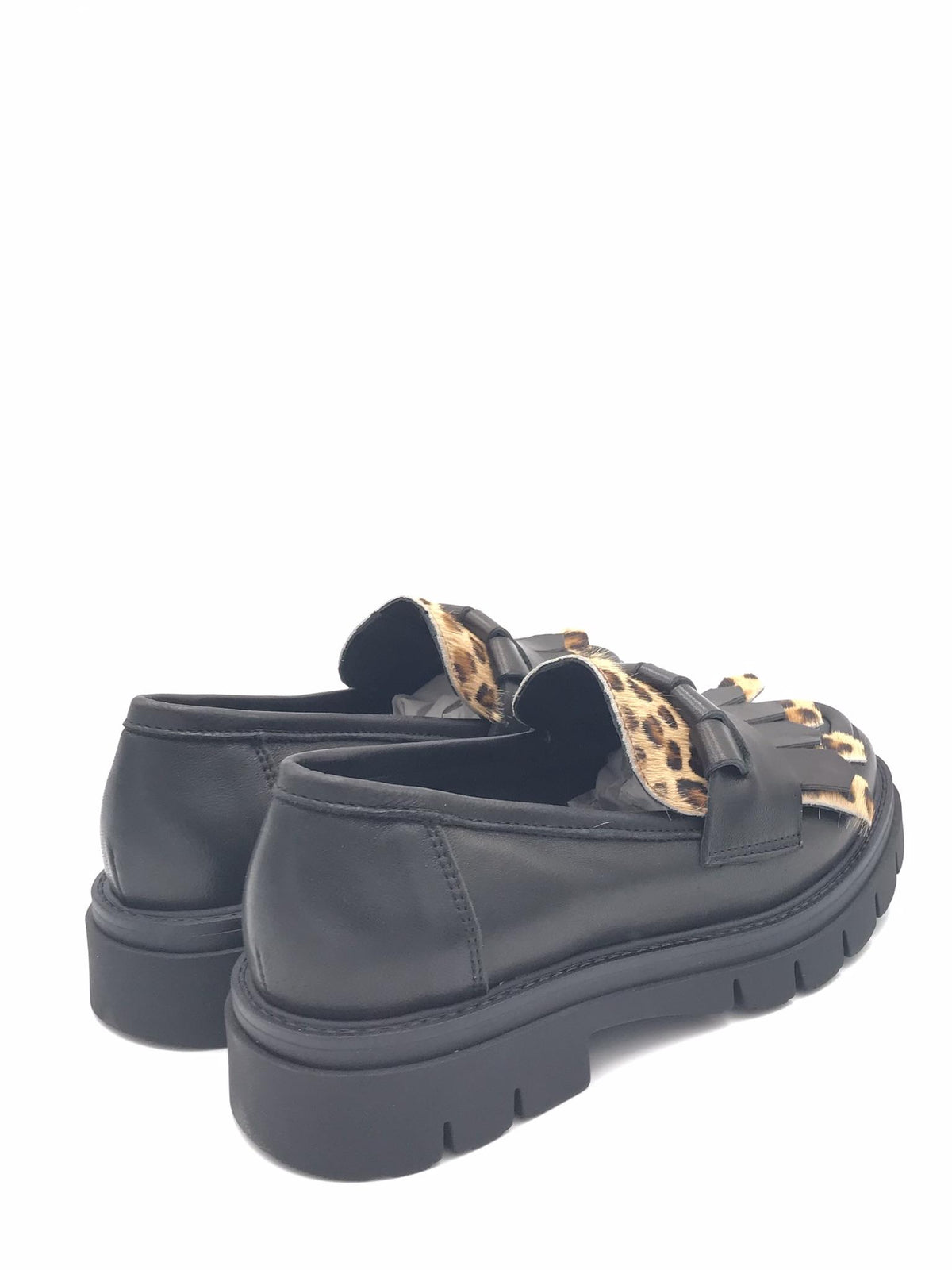 Mocassino nero con frangia leo PL4Y81 NERO-LEOPARDATO ZULIAN 