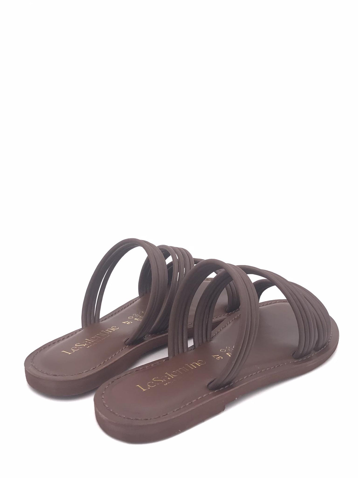 Ciabatte fascette in pelle marrone 1186 MARRONE LE SALENTINE 