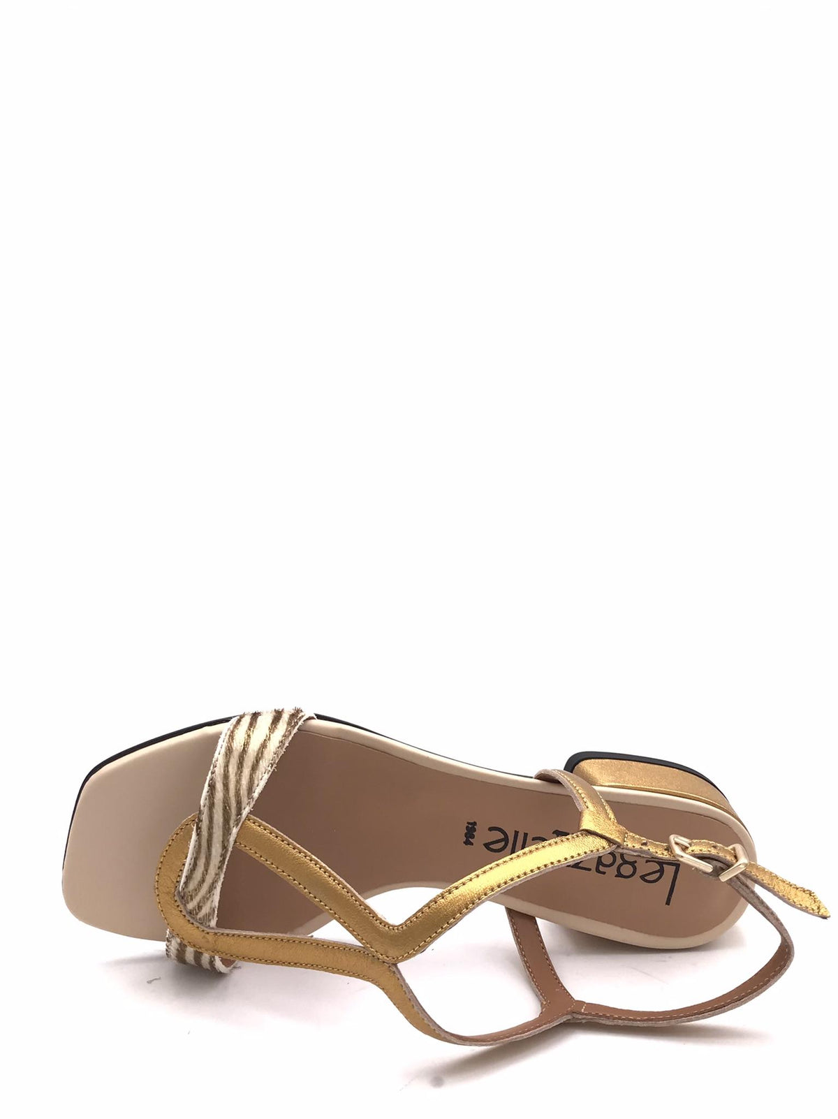Sandalo in cavallino zebrato e pelle bronzo 202 BRONZO LEGAZZELLE 