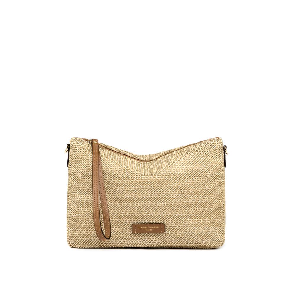 Borsa Nora pouch in raffia naturale-cuoio BS10225 TWIST-LSNATURALE/CUOIO GIANNI CHIARINI 