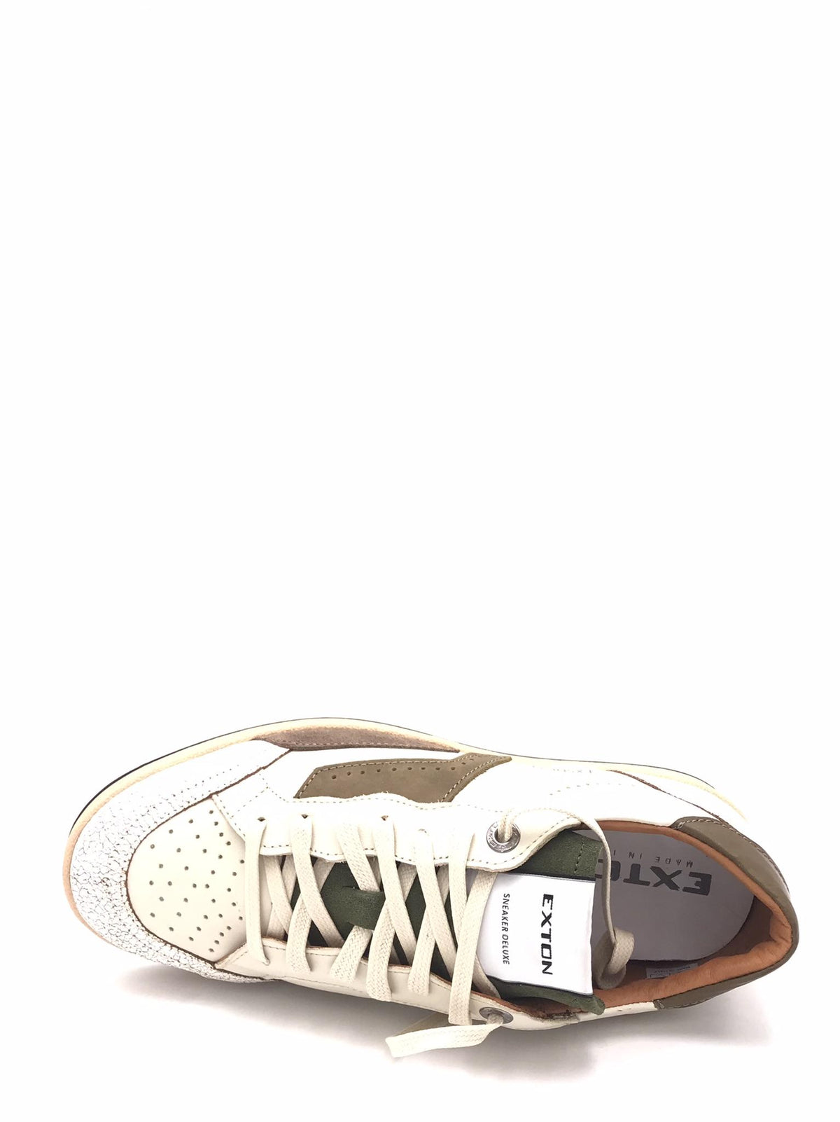 Sneakers in pelle craccata bianca e beige 570 VARIANTE 5BIANCA EXTON 