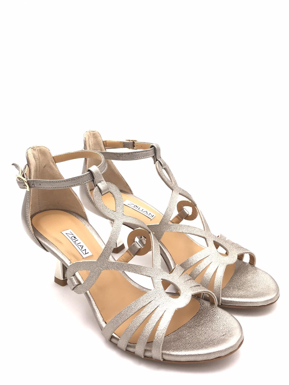 Sandalo Emma tomaia intrecciata laminata peltro SR442 PELTRO ZULIAN 