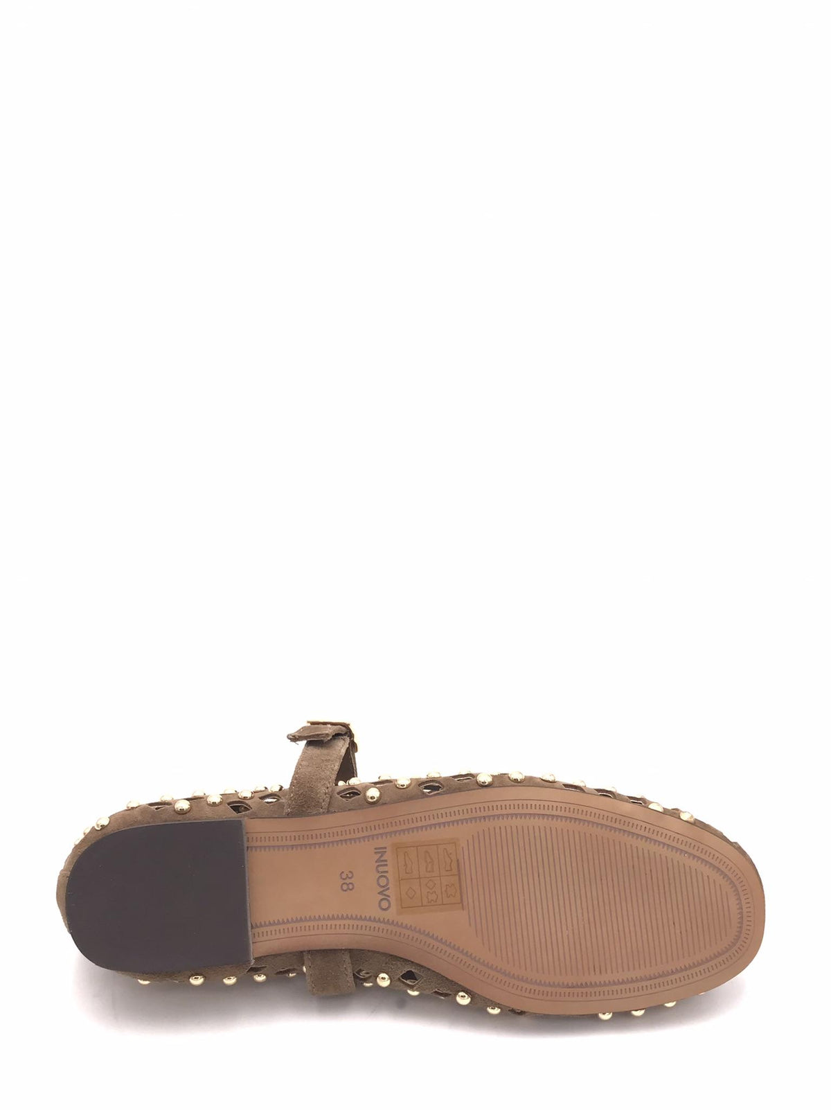 Ballerina laserata e forata marrone con borchie CNK003 MARRONE INUOVO 