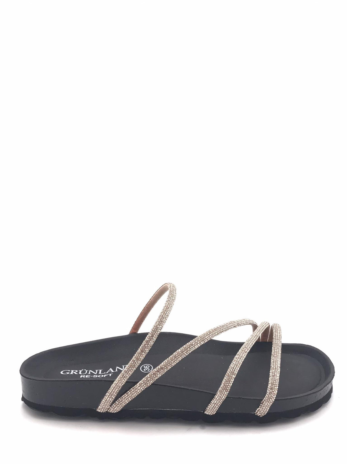 Ciabatta Sara con fascette in strass champagne CB 0836 CHAMPAGNE-NERO GRUNLAND 