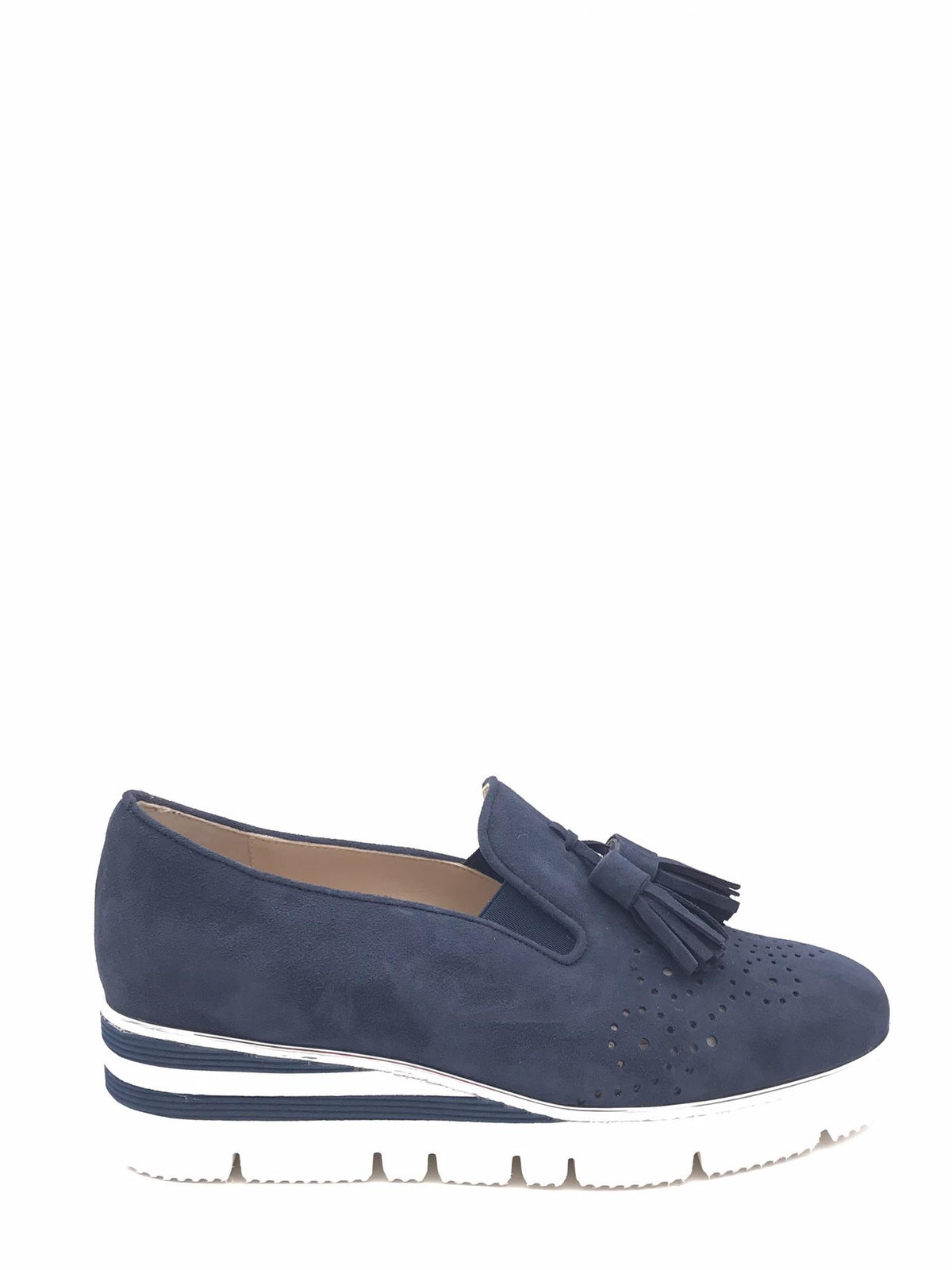 Scarpa accollata in camoscio blu 084 BLU ZULIAN 