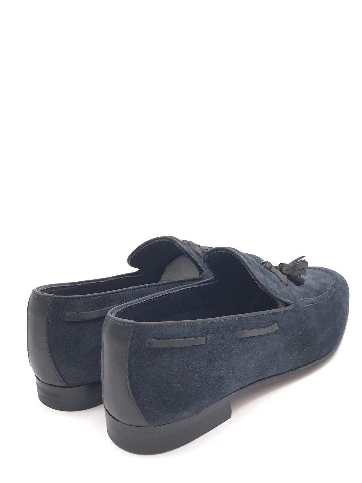 Mocassino sfoderato blu con nappene