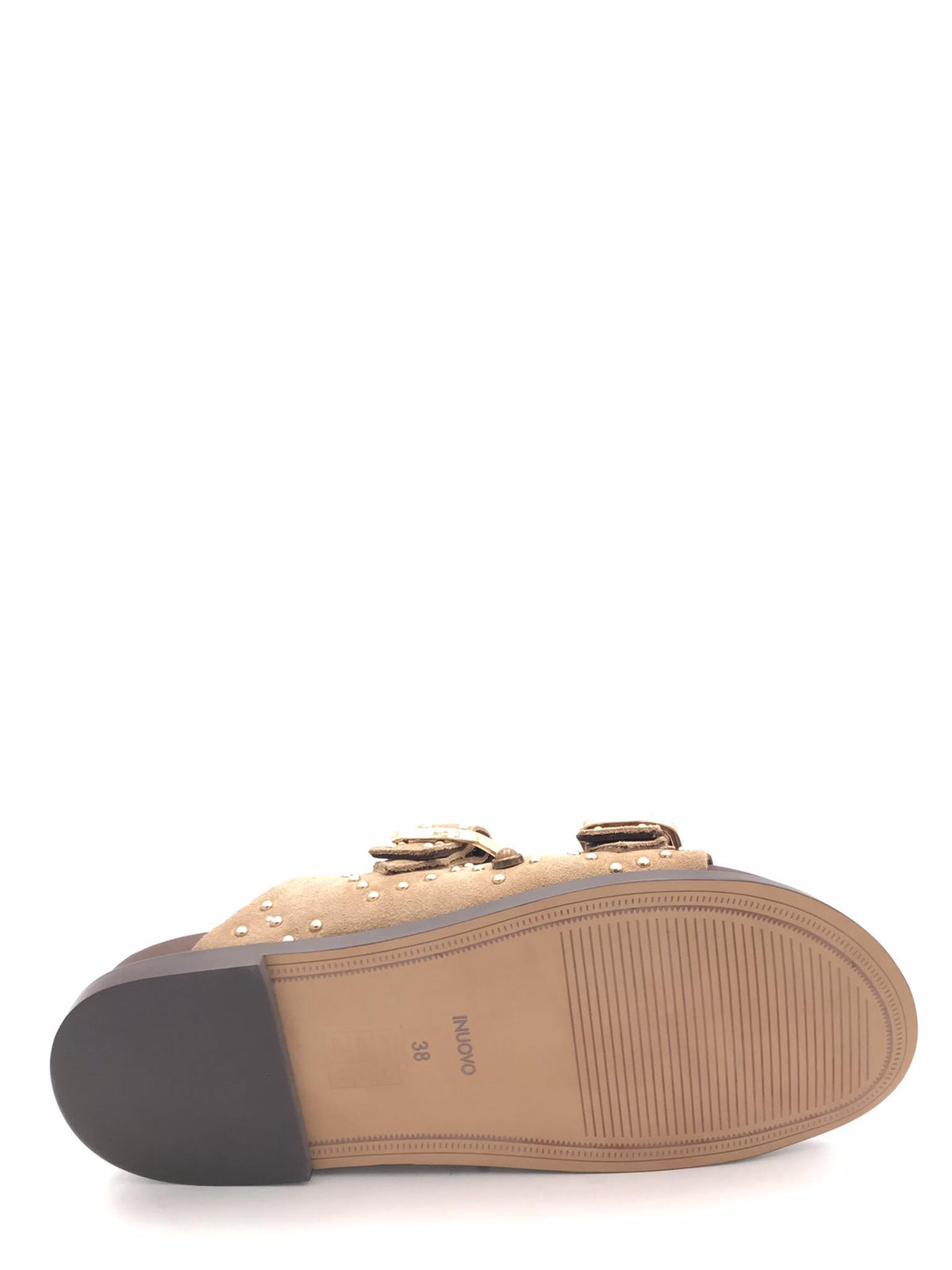 Ciabatta in camoscio sabbia con borchie e pietre D51049 SABBIA INUOVO 