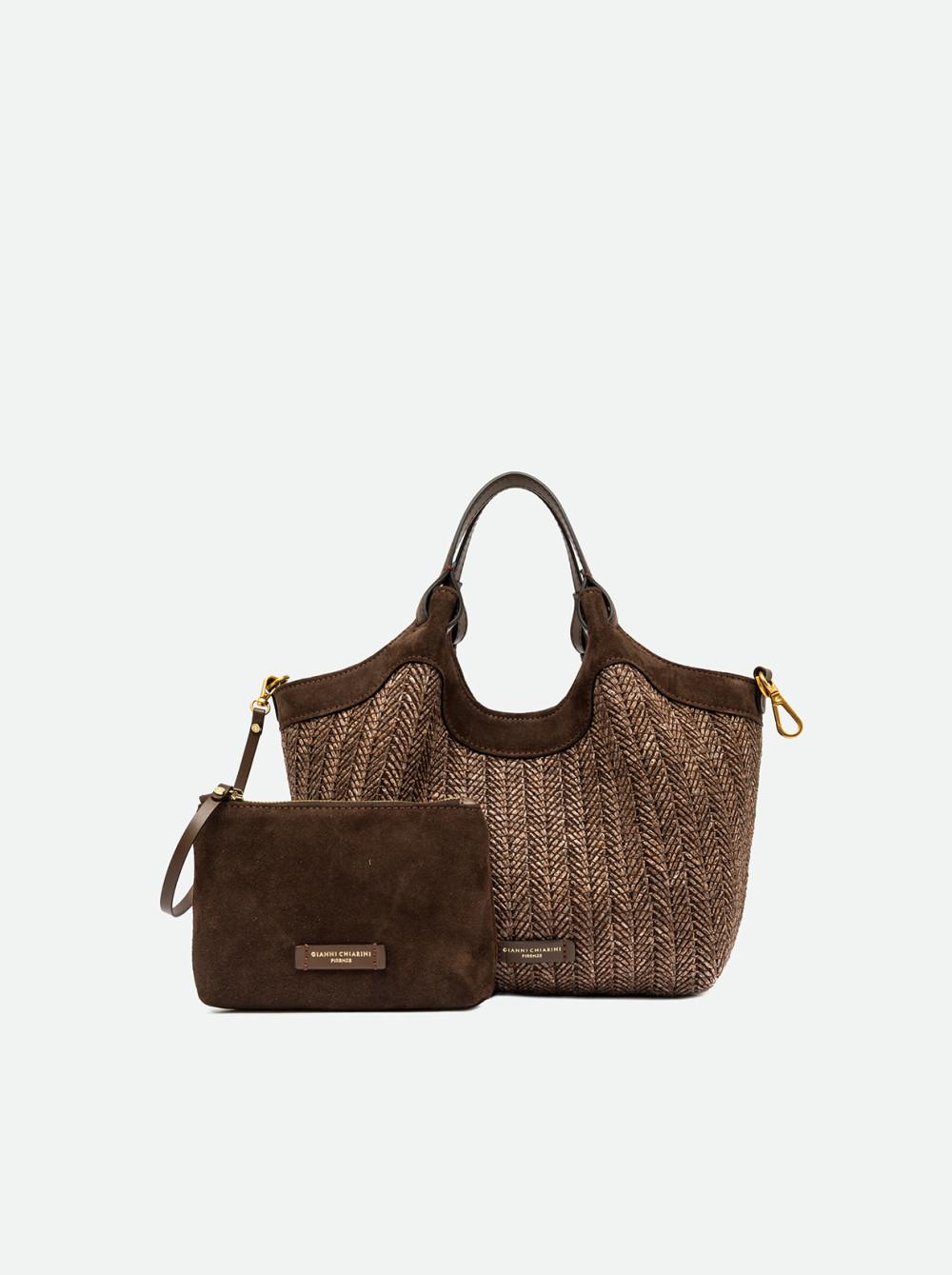 Borsa dua media raffia cioccolato BS12339 CIOCCOLATO GIANNI CHIARINI 