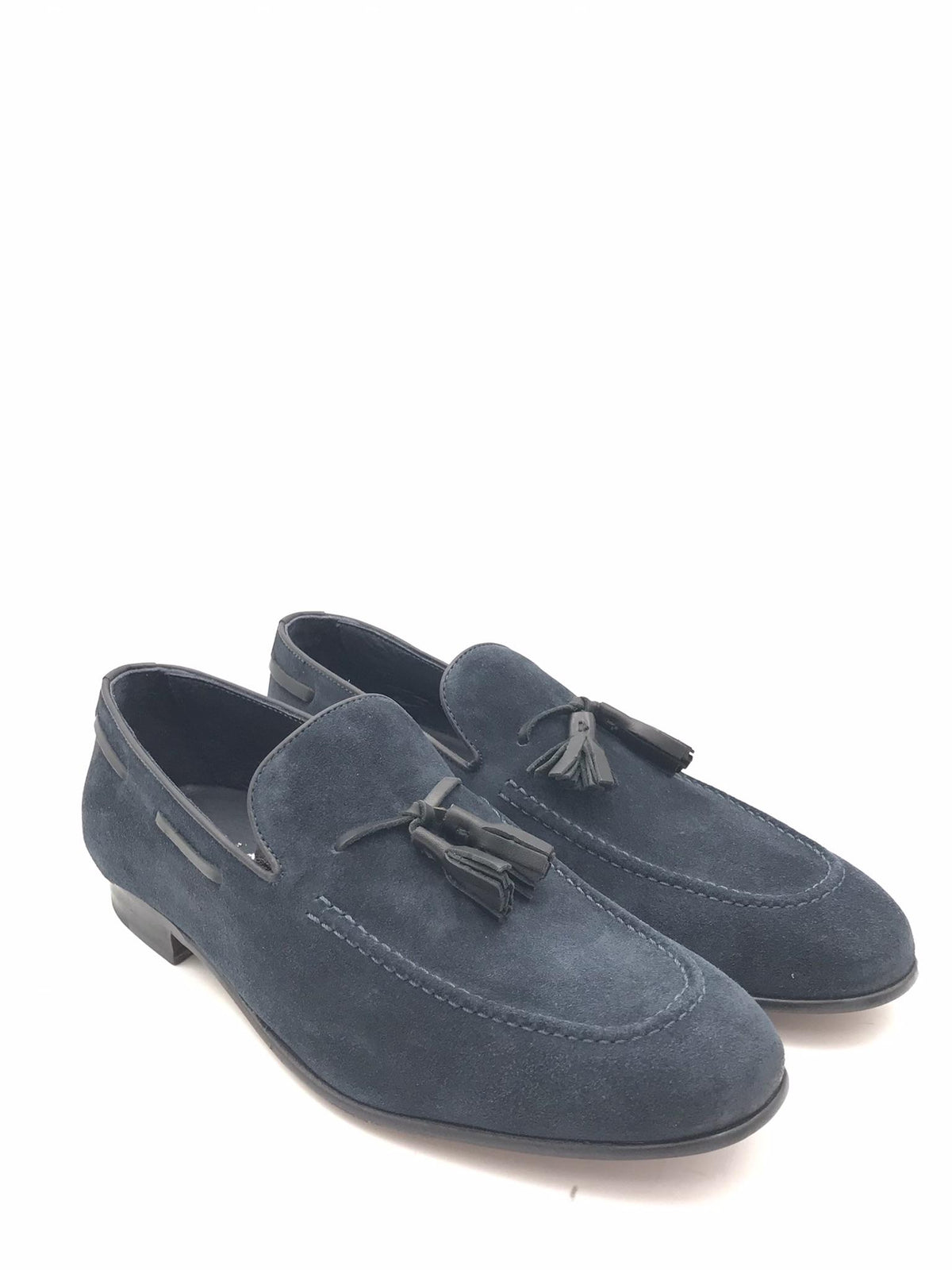 Mocassino sfoderato blu con nappene