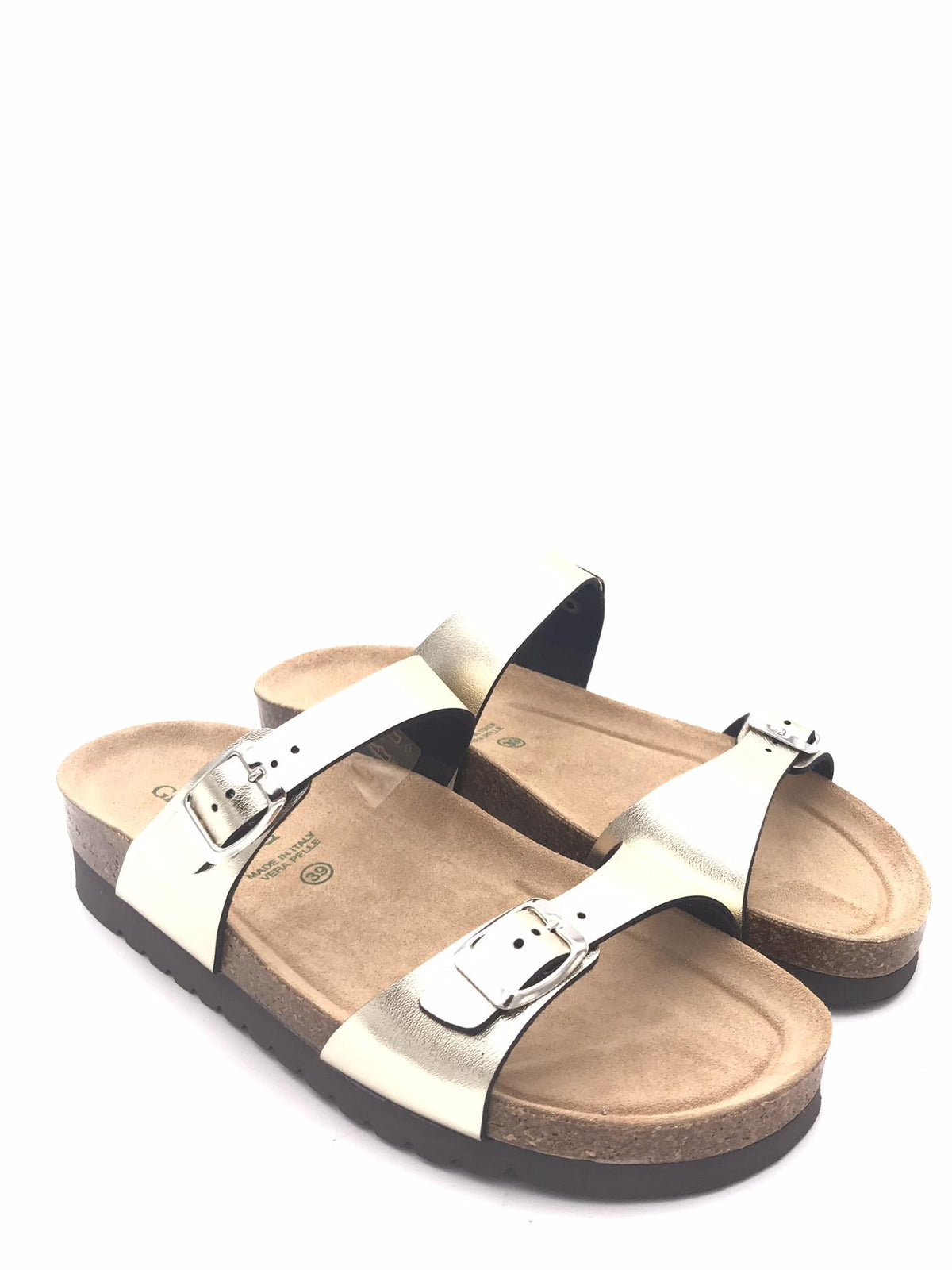 Ciabatta Hola doppia fibbia champagne CB 2434 CHAMPAGNE GRUNLAND 