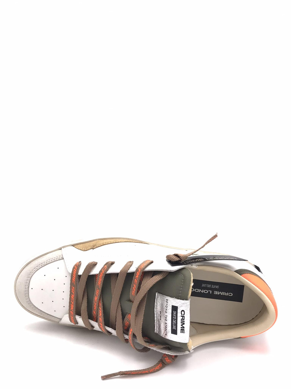 Sneakers Sk8 delux bianca con dettagli arancio fluo 19101 BIANCO CRIME LONDON 