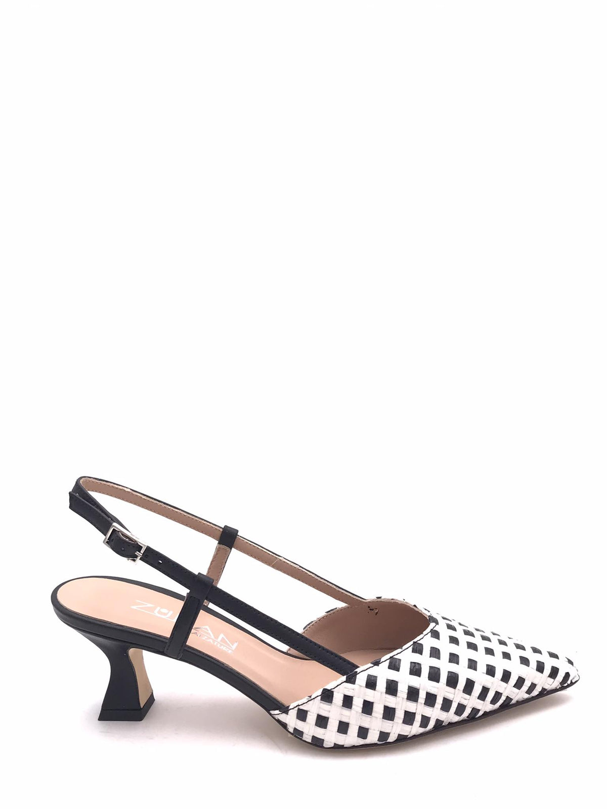 Slingback Rita in raffia nero-bianco 1520/ZP NERO/BIANCO ZULIAN 