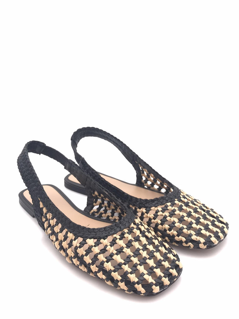 Chanel in pelle e raffia intrecciata nera-beige D41001 NERO-BEIGE INUOVO 