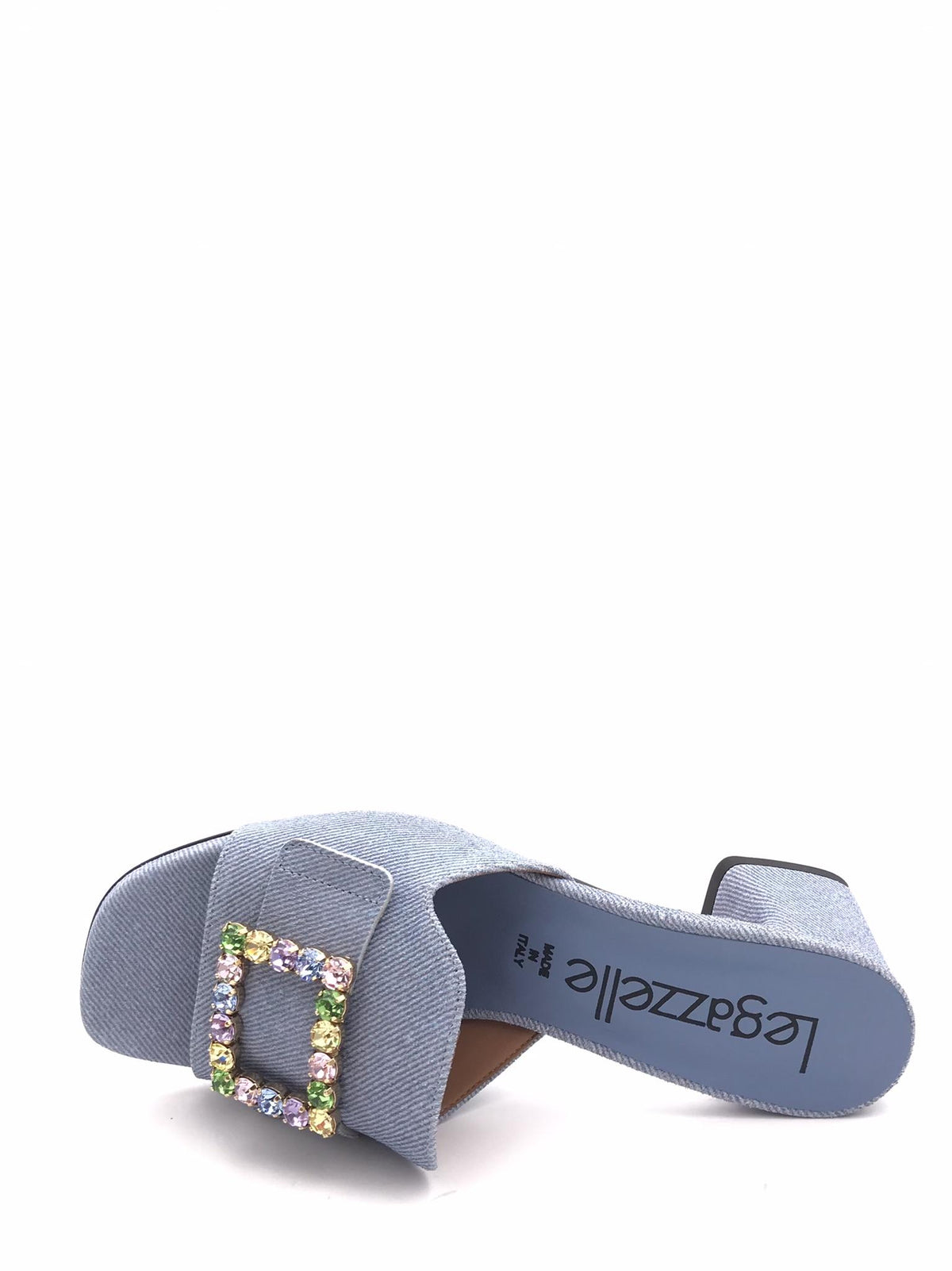 Ciabatta in denim con pietre multicolor 526 BLU LEGAZZELLE 