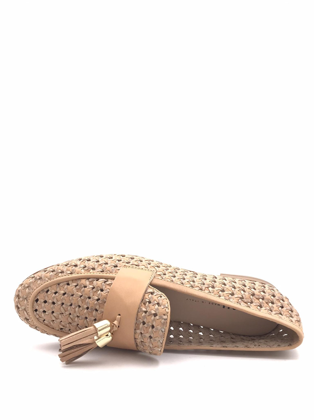 Mocassino donna in pelle intrecciata beige 95T6 BEIGE FRAU 