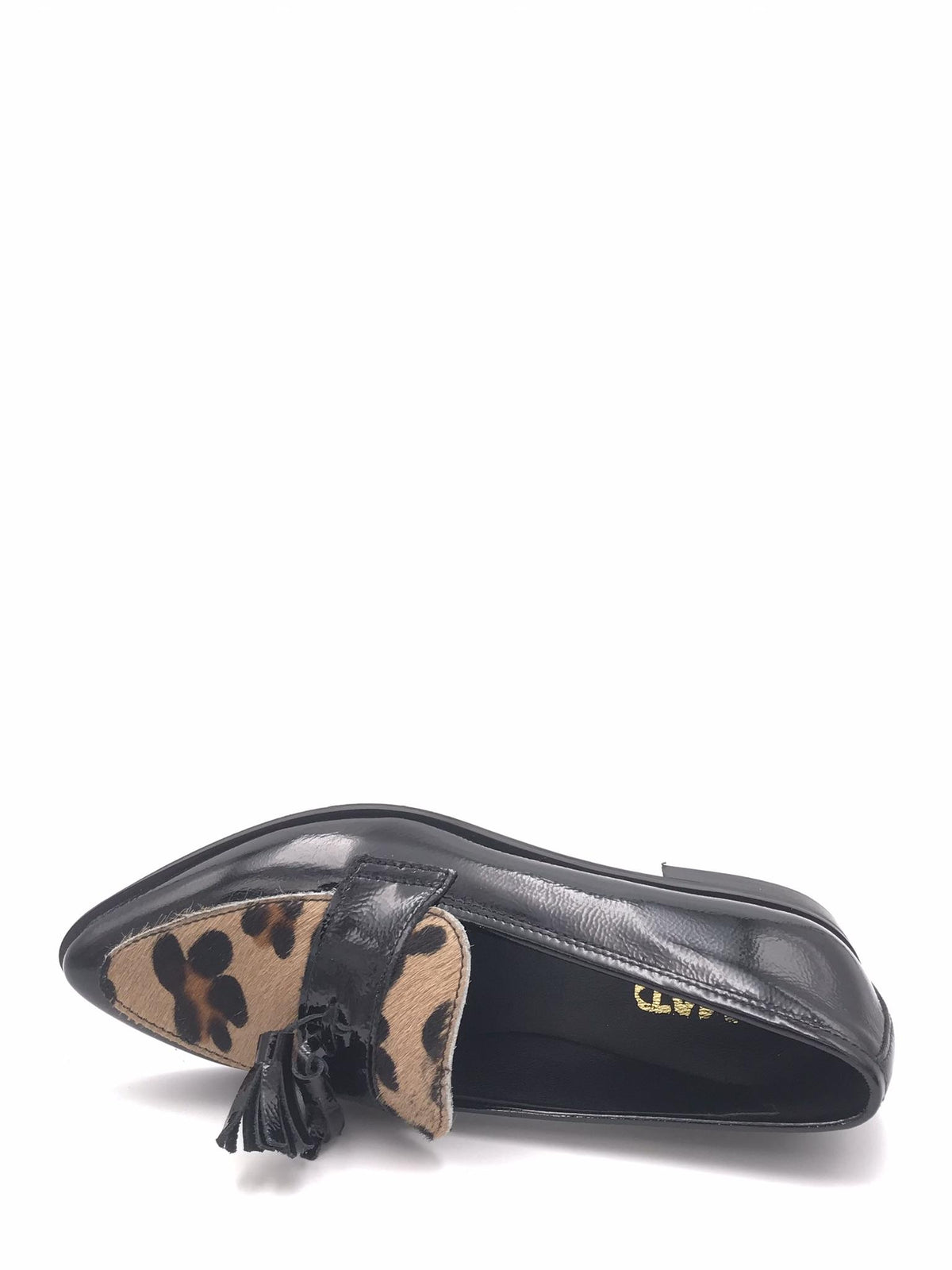 Mocassino in naplak nero e cavallino animalier 40001 NERO MAD MIND 