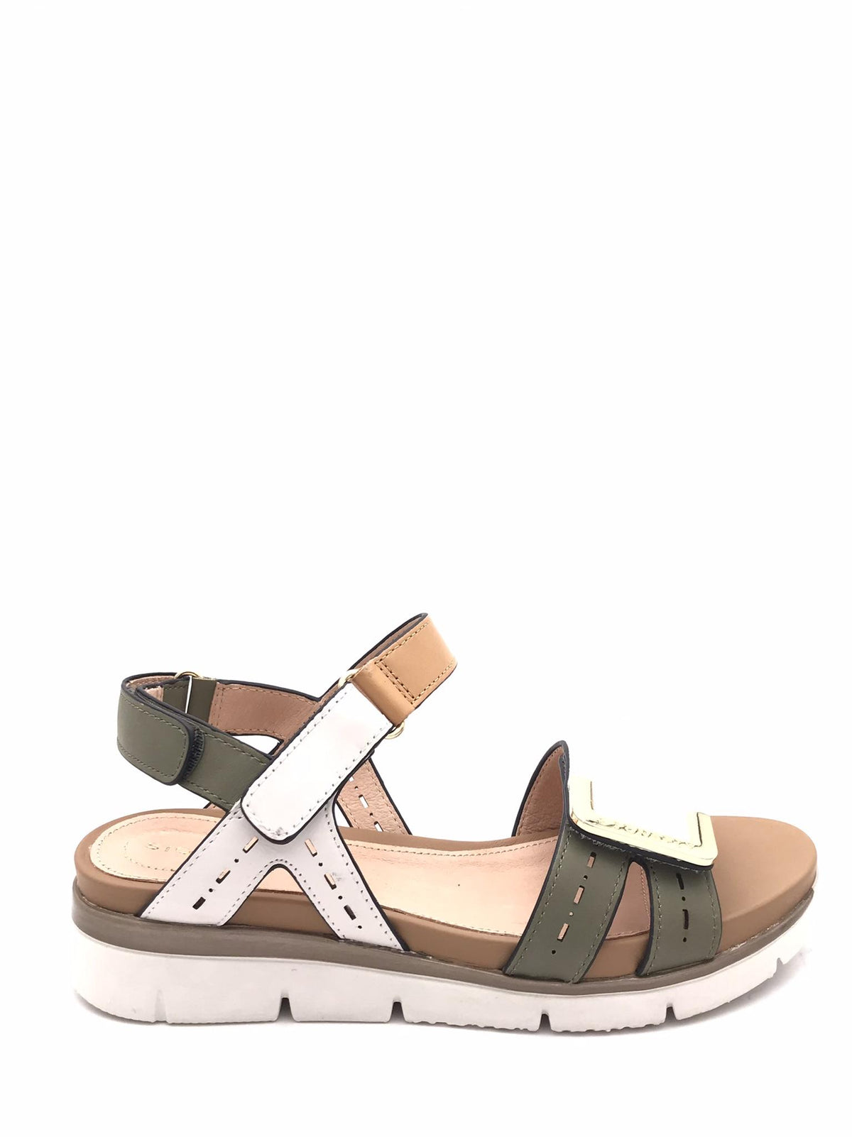 Sandalo Elody in pelle bianca-verde 220834 BINACO/VERDE STONEFLY 
