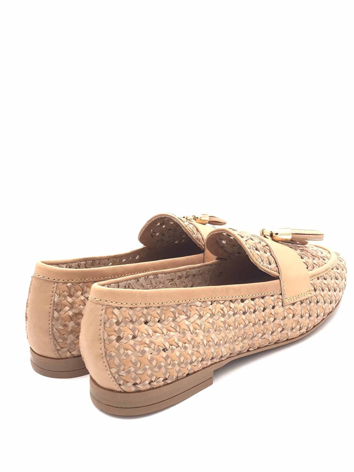 Mocassino donna in pelle intrecciata beige 95T6 BEIGE FRAU 