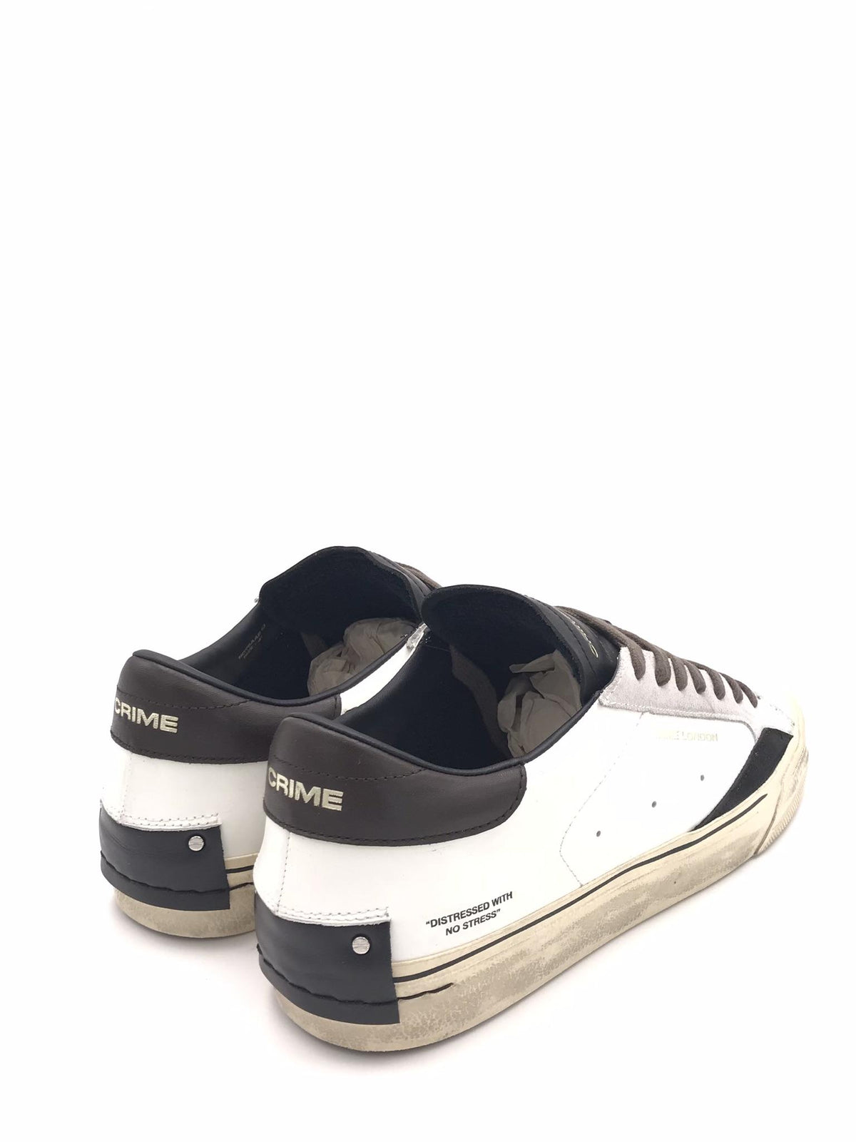 Sneakers distressed 2.0 bianca-marrone 11075 BIANCA-MARRONE CRIME LONDON 