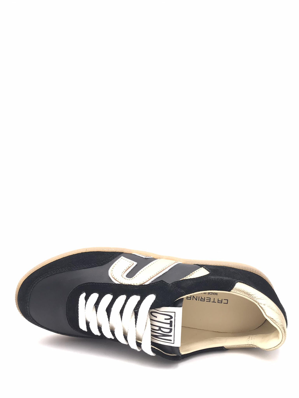 Sneakers donna in pelle nera-oro