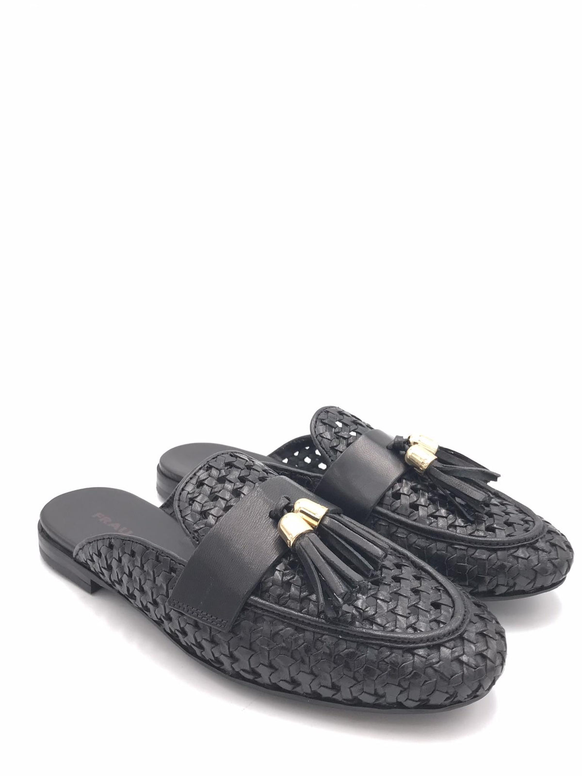 Sabot in pelle intracciata nera 95V7 NERO FRAU 