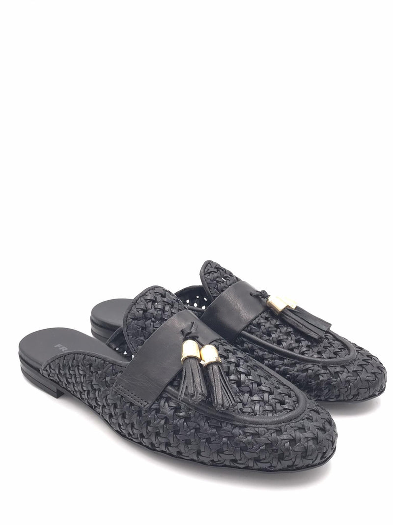 Sabot in pelle intrecciata nera 95T7 NERO FRAU 