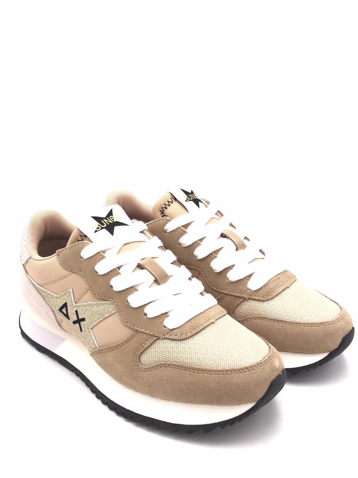 Snekers donna Stargirl glitter logo beige