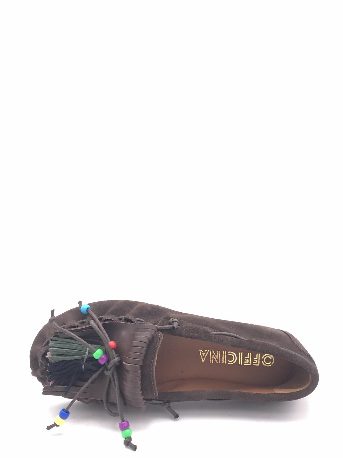 Mocassino in crosta moro con frange e nappine 5322 TESTA DI MORO OFFICINA 