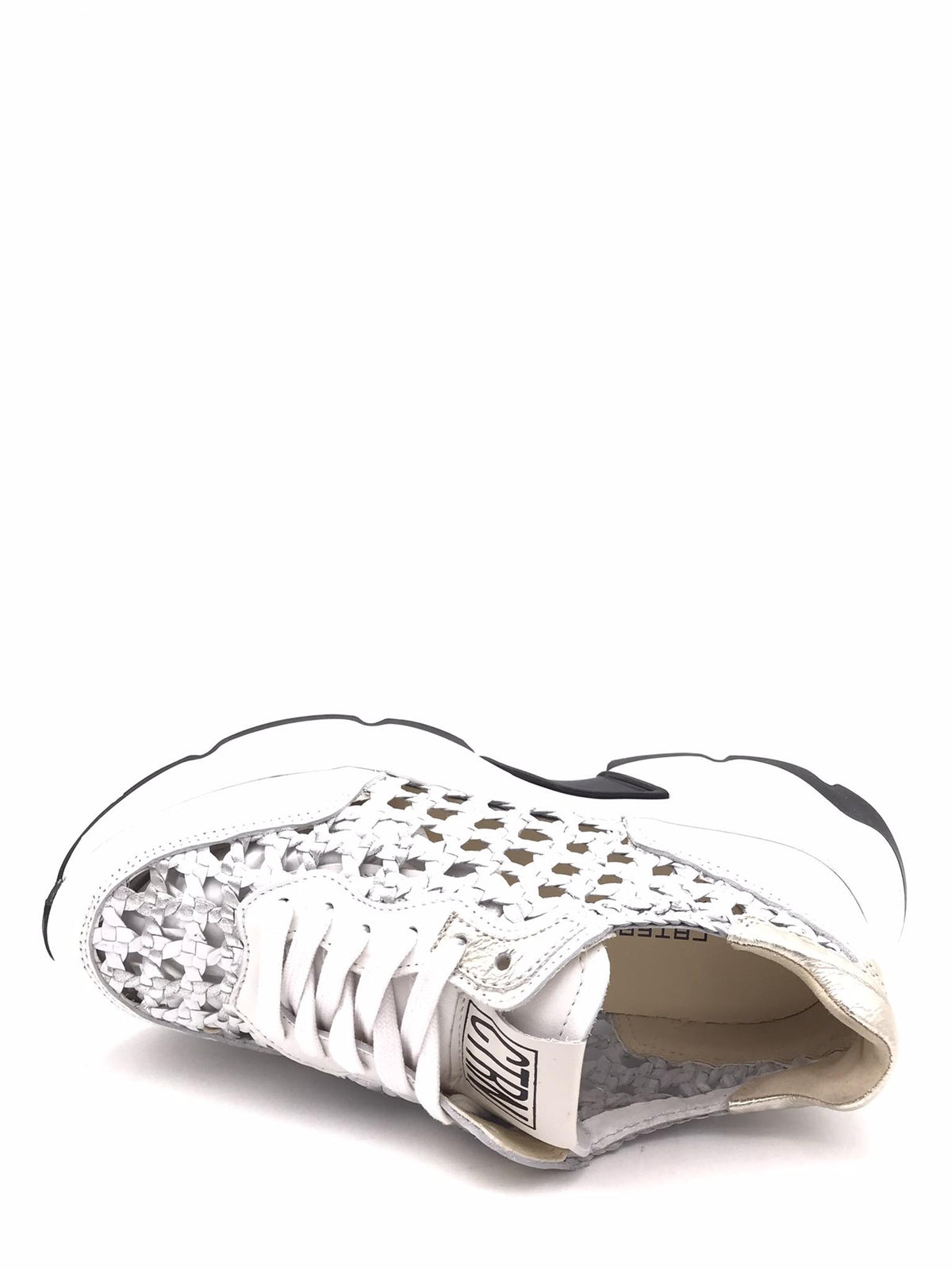 Sneakers donna City bianca-argento
