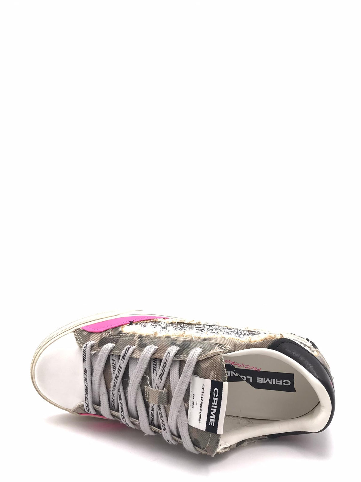 Sneakers Distrassed in canvas militare e glitter argento 29073 MULTICOLOR CRIME LONDON 