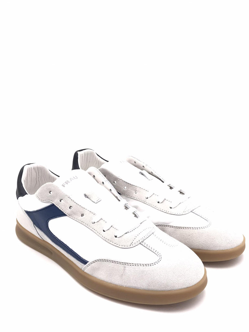 Sneakers uomo in pelle scamosciata e tessuto bianco 22D1 BIANCO FRAU 