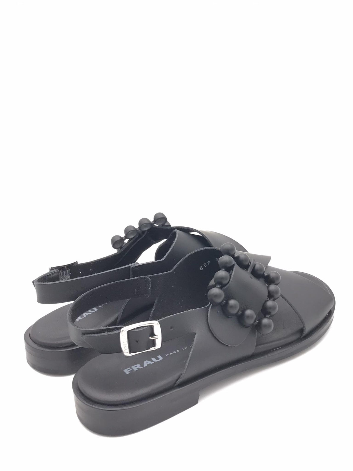 Sandalo donna in pelle nera 85P9 NERO FRAU 