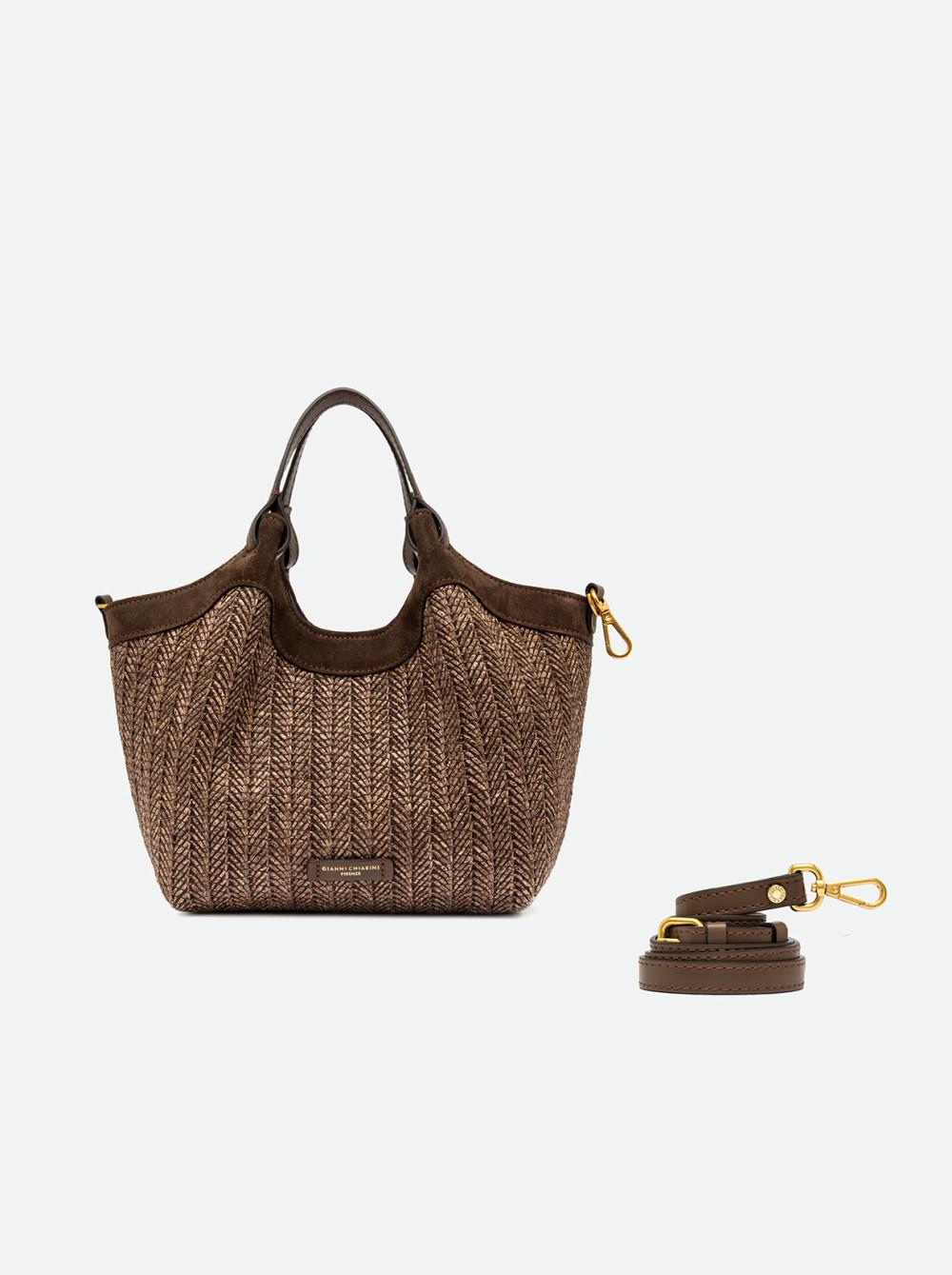 Borsa dua media raffia cioccolato BS12339 CIOCCOLATO GIANNI CHIARINI 